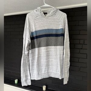 Banana Republic lightweight men’s sweater hoodie, Heather gray and blue, large